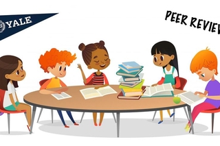 Illustration of students reading textbooks together at a table