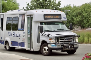 The Yale Shuttle services Yale West Campus from New Haven. 