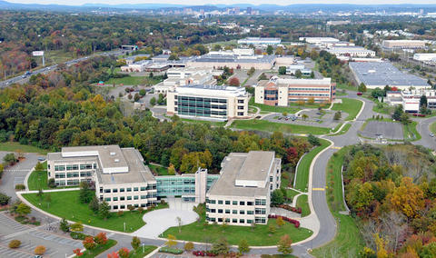 Aerial view of Yale West Campus.