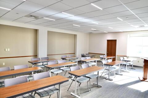 Room 216 can be configured for classroom-style events and seats 20 people 