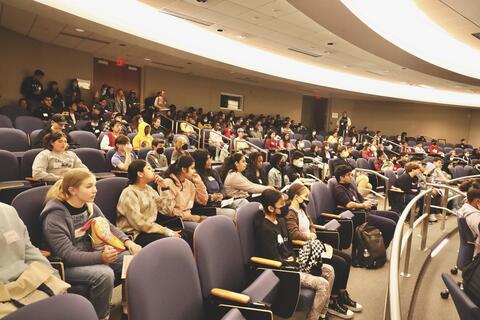Pathways to Science students pack the West Campus Auditorium
