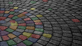 Colored cobbles at the West Campus